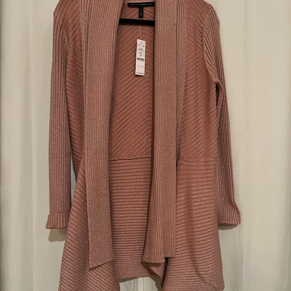 White House Black Market Rose Ribbed Cardigan